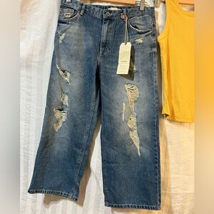 Pull&Bear ripped jeans culottes/wide leg